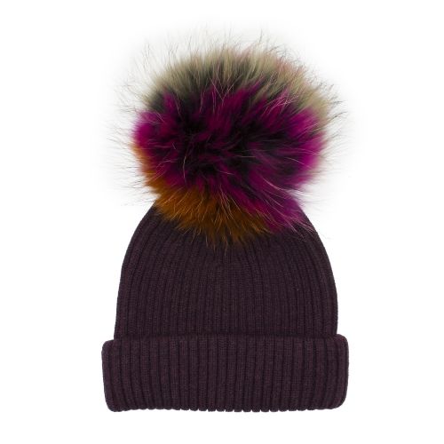 Womens Mulberry/Rainbow Wool Hat with Pom 47592 by BKLYN from Hurleys