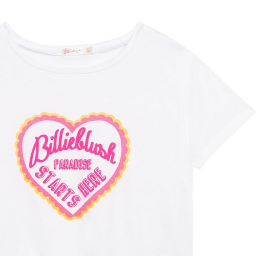 Girls White Heart Front Knot S/s T Shirt 104450 by Billieblush from Hurleys
