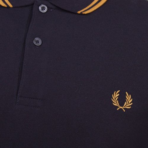 Mens Navy/Caramel Twin Tipped S/s Polo Shirt 92300 by Fred Perry from Hurleys