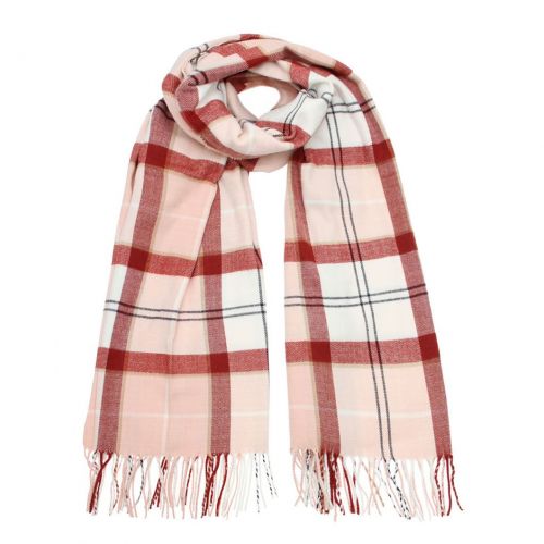 Womens Red/Pink Hailes Tartan Wrap Scarf 94465 by Barbour from Hurleys