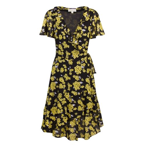 Womens Black/Yellow Glam Fleur Wrap Dress 40008 by Michael Kors from Hurleys