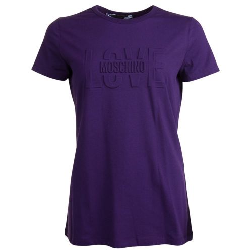 Womens Violet Embossed Logo S/s T Shirt 15650 by Love Moschino from Hurleys