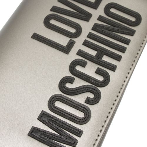 Womens Gunmetal Metallic Logo Clutch Bag 47950 by Love Moschino from Hurleys