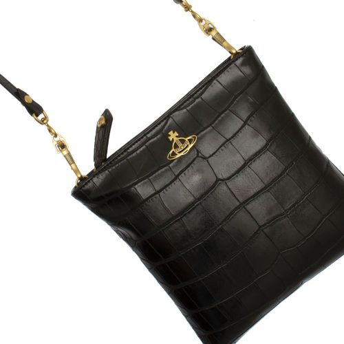 Womens Black Croc Johanna Vegan Square Crossbody Bag 86160 by Vivienne Westwood from Hurleys