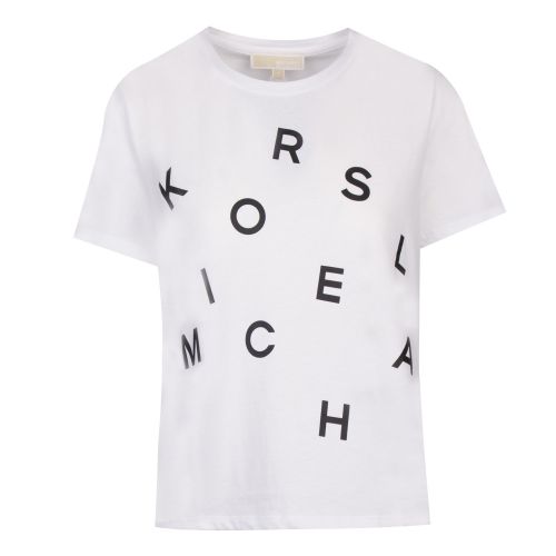 Womens White Tossed Graphic Logo S/s T Shirt 43167 by Michael Kors from Hurleys
