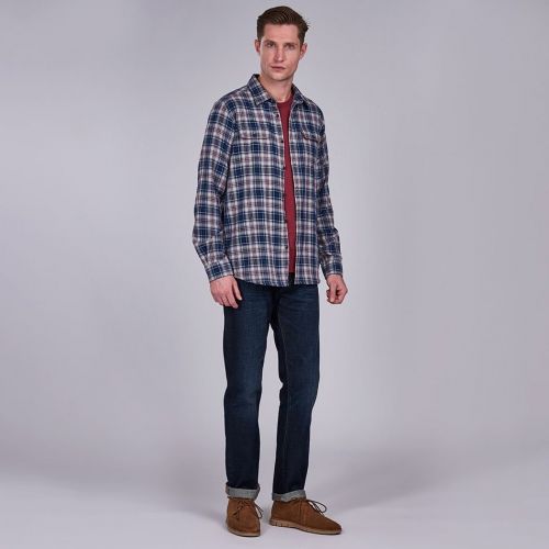 Mens Navy/Red Henri Check L/s Shirt 77849 by Barbour Steve McQueen Collection from Hurleys