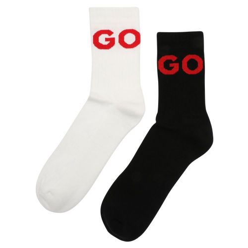 Mens Black/White 2 Pack QS Rib Icon Socks 107759 by HUGO from Hurleys