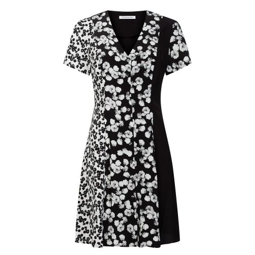 Womens Black Peony Floral Blocking Dress 56189 by Calvin Klein from Hurleys