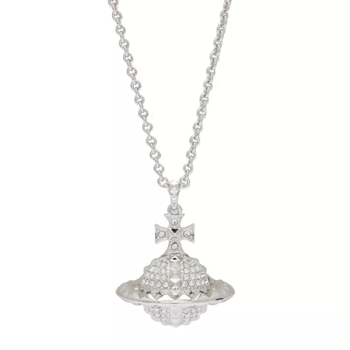 Vivienne Westwood Womens Silver Crystal Mayfair 3D Large Orb Pendant Necklace 75117 by Vivienne Westwood from Hurleys