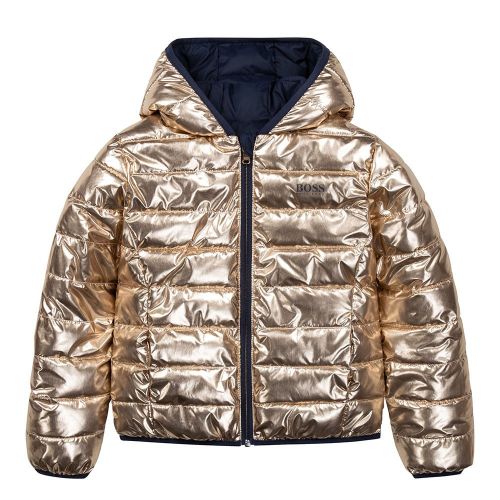 Girls Navy/Gold Reversible Padded Jacket 93301 by BOSS from Hurleys