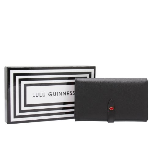 Womens Black Juno Lip Pin Large Purse 47407 by Lulu Guinness from Hurleys