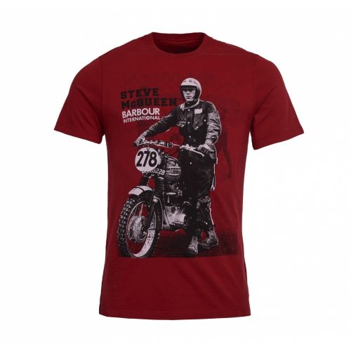 Steve McQueen™ Collection Mens Washed Red Collection Stand & Ride S/s T Shirt 46447 by Barbour from Hurleys