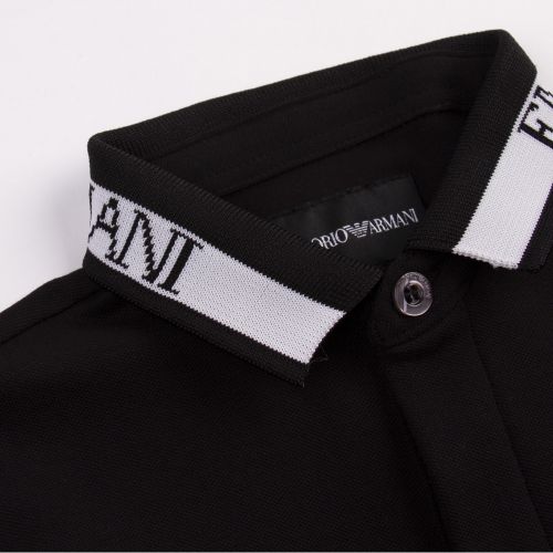 Boys Black Logo Trim Collar S/s Polo Shirt 57388 by Emporio Armani from Hurleys