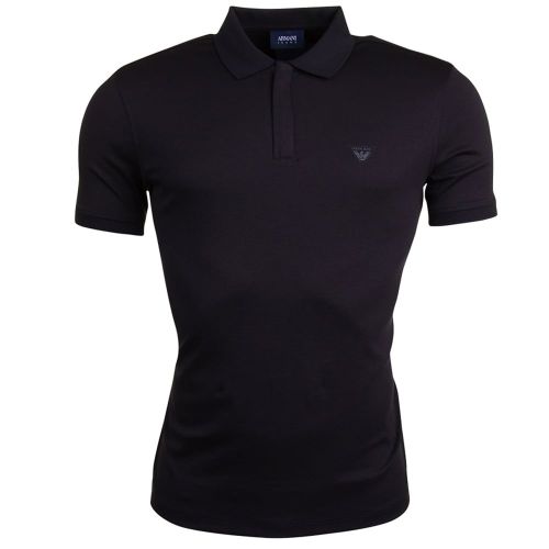 Mens Black Zip Collar S/s Polo Shirt 11039 by Armani Jeans from Hurleys