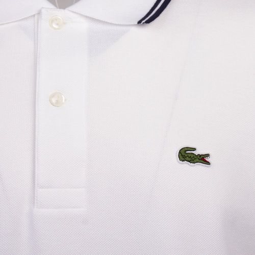 Mens White/Navy Contrast Tipped S/s Polo Shirt 86300 by Lacoste from Hurleys