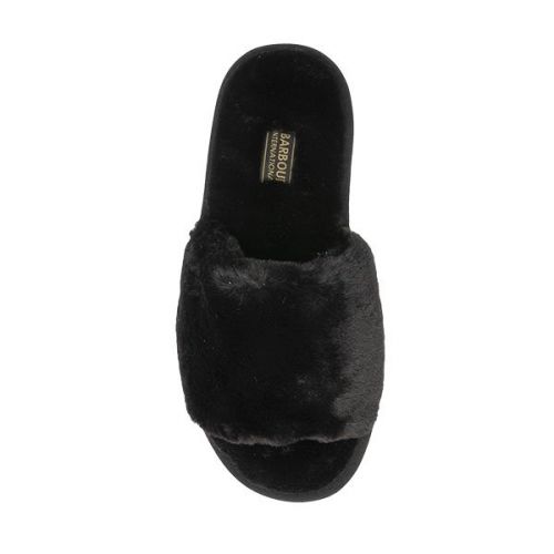 Womens Black Spada Faux Fur Slippers 109569 by Barbour International from Hurleys