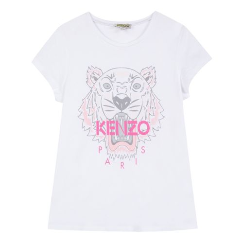 Girls Optical White Iconic Tiger S/s T Shirt 30771 by Kenzo from Hurleys