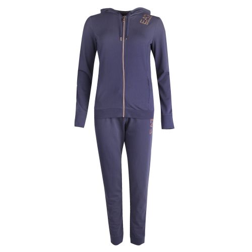 Womens Navy Metallic Logo Hooded Tracksuit Set 30556 by EA7 from Hurleys