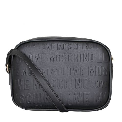 Womens Black Embossed Logo Camera Bag 97482 by Love Moschino from Hurleys