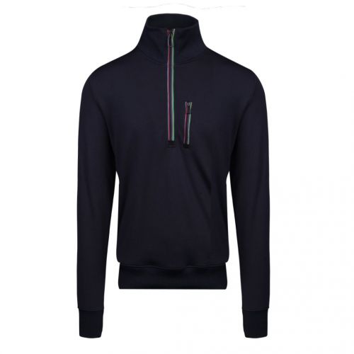 Mens Dark Navy Cycle Stripe 1/2 Zip Sweat Top 100899 by PS Paul Smith from Hurleys