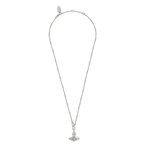 Womens Rhodium/Crystal Beryl Bas Relief Pendant Necklace 101704 by Vivienne Westwood from Hurleys