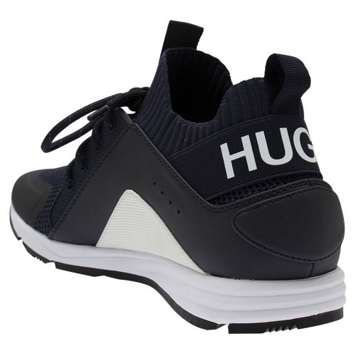 Mens Dark Blue Hybrid_Runn Knit Trainers 37791 by HUGO from Hurleys
