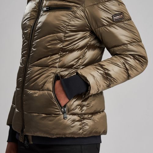 Womens Bronze Premium Strike Hooded Quilted Jacket 51392 by Barbour International from Hurleys