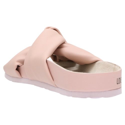 Womens Nude Pink Soft Leather Slides 106583 by Love Moschino from Hurleys