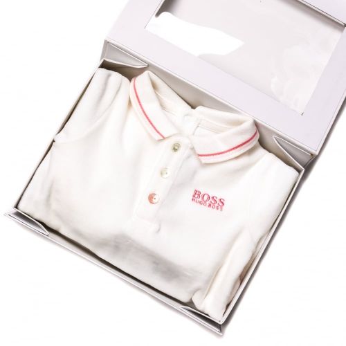 Baby White Polo Shirt Babygrow 65255 by BOSS from Hurleys