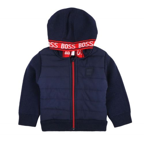Toddler Navy Hybrid Zip Through Knitted Jacket 98732 by BOSS from Hurleys