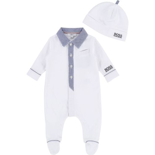 Baby White Babygrow & Hat Set 28318 by BOSS from Hurleys