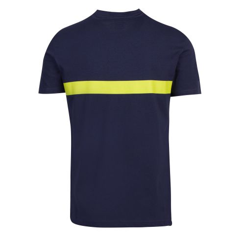 Mens Navy/Lime Logo Stripe Slim Fit Beach S/s T Shirt 74375 by BOSS from Hurleys