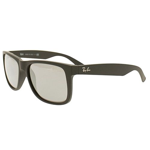 Black/Silver Mirror RB4165 Justin Rubber Sunglasses 9674 by Ray-Ban from Hurleys