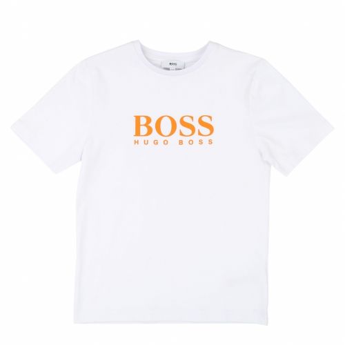 Boys White/Orange Big Logo S/s T Shirt 38282 by BOSS from Hurleys