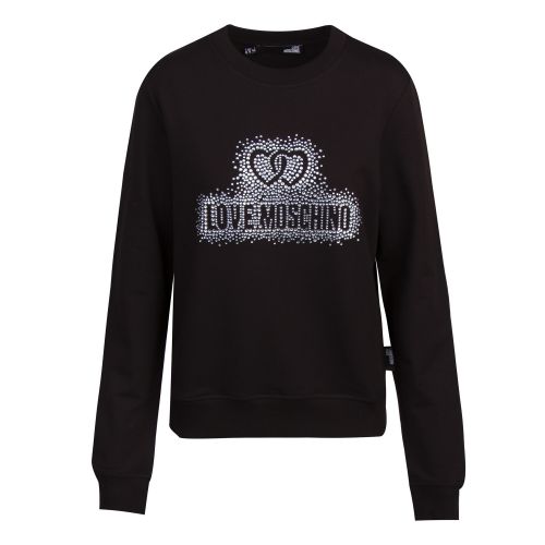 Womens Black Crystal Logo Sweat Top 57949 by Love Moschino from Hurleys