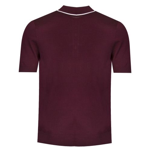 Mens Deep Mahogany Tipped Knitted S/s Polo Shirt 35033 by Fred Perry from Hurleys