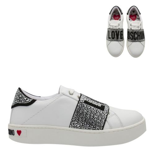Womens White Jewel Strap Trainers 43066 by Love Moschino from Hurleys