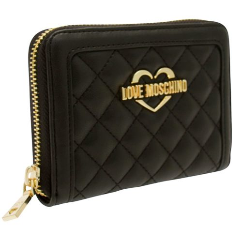 Womens Black Small Quilted Purse 10444 by Love Moschino from Hurleys