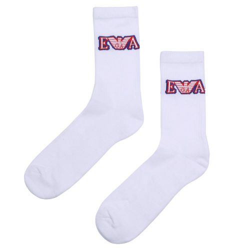 Mens White Sporty 2 Pack Socks 105203 by Emporio Armani Bodywear from Hurleys