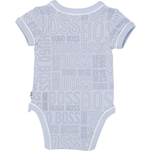 Baby Pale Blue Newborn Bodysuit Bib & Hat 38208 by BOSS from Hurleys