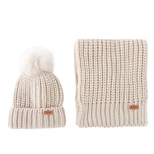 Womens Pearl Saltburn Beanie & Scarf Set 79663 by Barbour from Hurleys