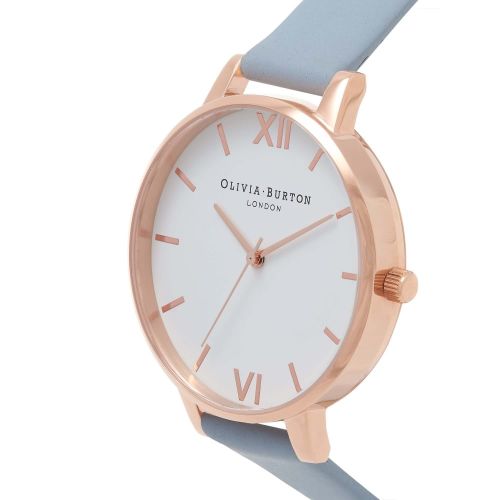 Womens Chalk Blue & Rose Gold White Big Dial Watch 10621 by Olivia Burton from Hurleys