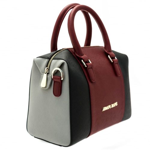 Womens Burgundy & Navy Colour Block Bowler Bag 59069 by Armani Jeans from Hurleys