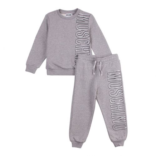 Boys Grey Silver Logo Tracksuit 95191 by Moschino from Hurleys