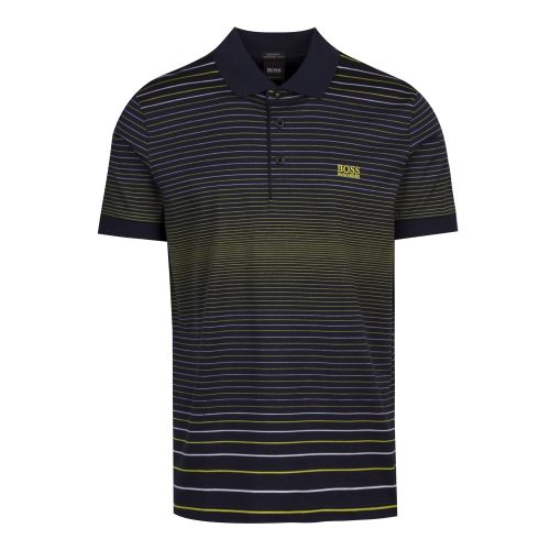 Athleisure Mens Navy Paddy 3 Stripe Regular Fit S/s Polo Shirt 44827 by BOSS from Hurleys