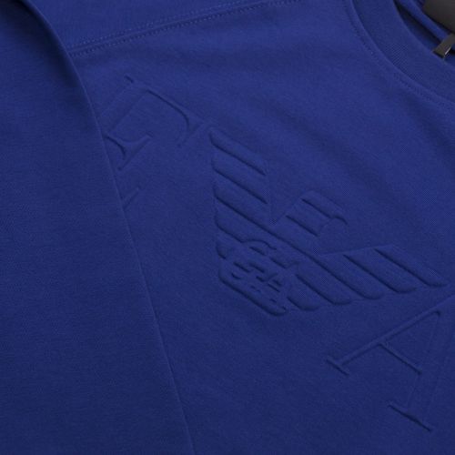 Mens Blue Embossed Logo Crew Sweat Top 29169 by Emporio Armani from Hurleys