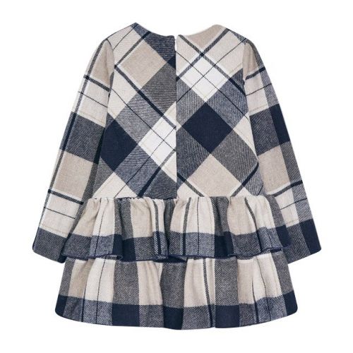 Girls Navy Plaid Frill Dress 91557 by Mayoral from Hurleys