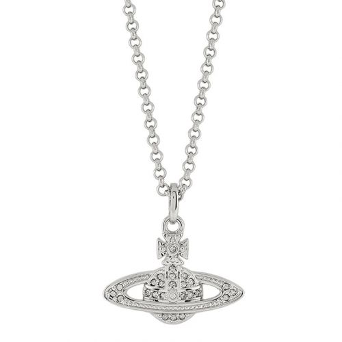 Mens Rhodium/Crystal Mini Bas Relief Orb Pendant Necklace 94289 by Vivienne Westwood from Hurleys