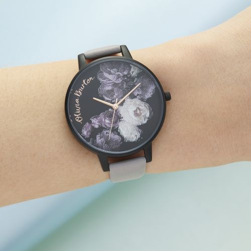 Womens Grey Lilac/Matte Black Fine Art Leather Watch 49161 by Olivia Burton from Hurleys