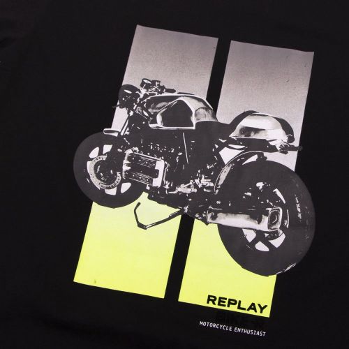 Mens Black Motorcycle S/s T Shirt 96777 by Replay from Hurleys